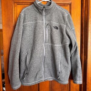 The North Face Charcoal Full-Zip Jacket Company Logo